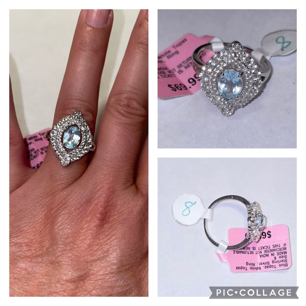 Blue & White Topaz Sterling Silver Ring